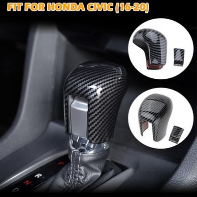 Carbon Fiber Black Gear Shift Knob Cover Trim Fits For Honda Civic Sedan 2016-21