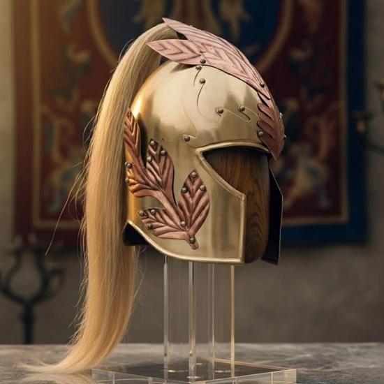 Elven Fantasy Helmet, Steel Elven Warrior Armor Leaf Engraved Plumed Helmet for LARP, Cosplay, Display