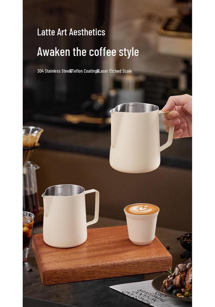 Stainless Steel Milk Frothing Latte Art Cup with Pointed Spout – Coffee & Tea Pot for Baristas