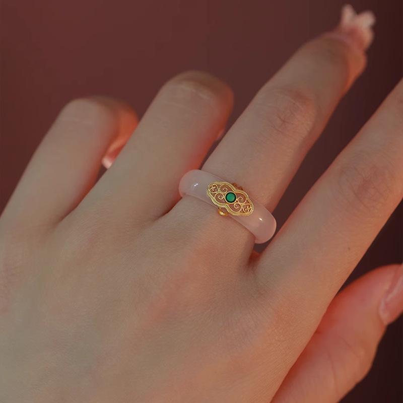 

Ventfille Медный Халцедон Нефритовое Кольцо Для Женщины Винтажные Бирюзовые Ювелирные Аксессуары Девочки Дропшиппинг