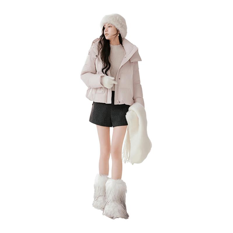 Xiangying Women s Short Pink Puffer Down Jacket L