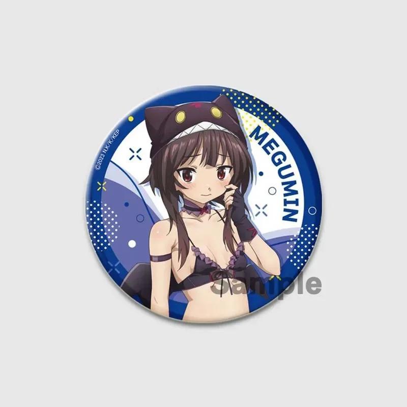 32/44/58mm Anime KonoSuba Brooch Pin Cartoon Figure Megumin Aqua Badge Button Pin Cosplay Souvenir Toy Gift Backpack Clothes Accessories