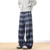 Unisex Retro Plaid Lazy Pants: Loose, Straight-Leg, Slimming Wide-Leg Style