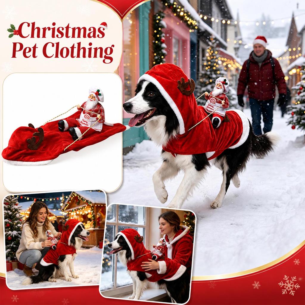 Funny Pet Christmas Horse Riding Costume for Dogs and Cats Holiday Party Outfit