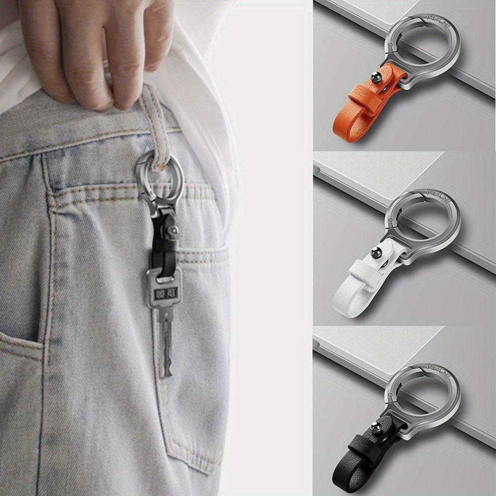 Leather Keychain Waist Belt Buckle Carabiner Car Key Holder Small Key Rings for Gift Outdoor Tool