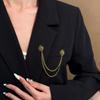 Retro Bronze Sunflower Chain Brooch for Women and Men - Stylish Suit Coat Accessory