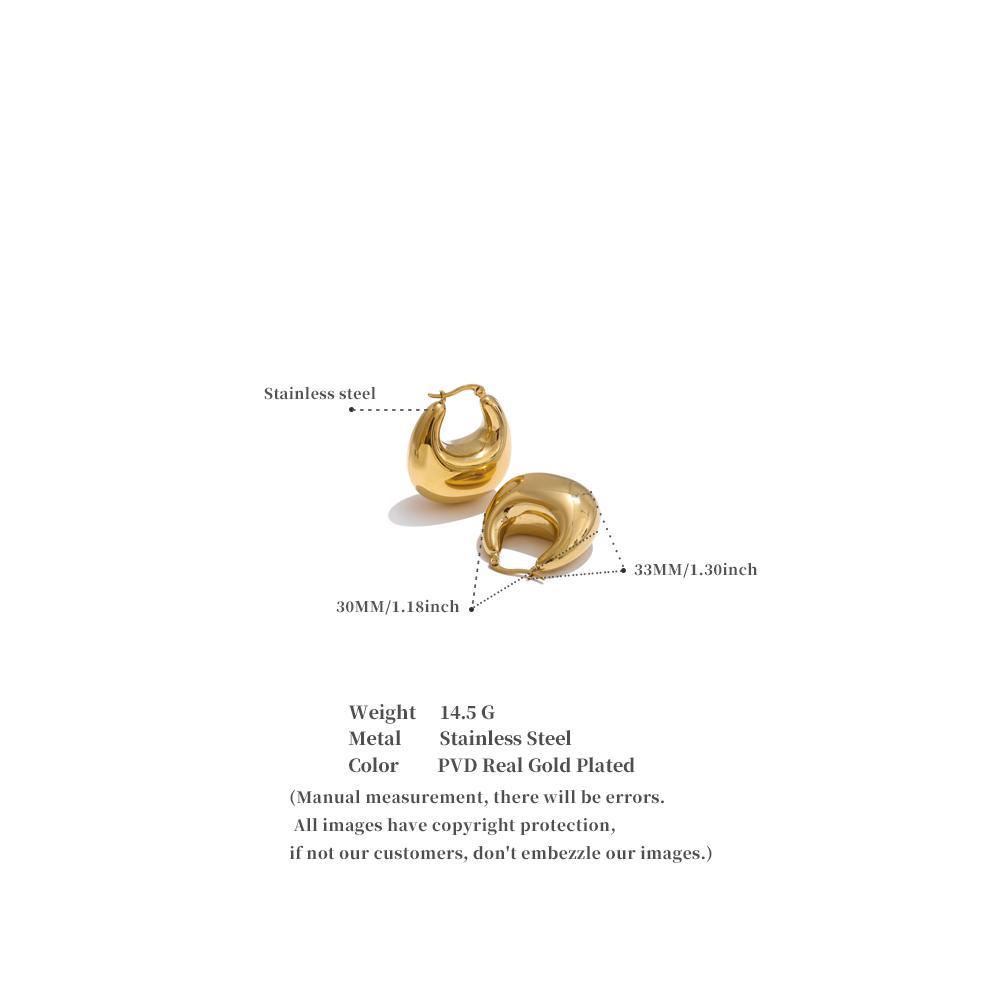 Eetit High Quality Stainless Steel Glossy Smooth Metal Chunky Hollow Hoop Earrings 2025 Statement PVD Plated Jewelry Recommend