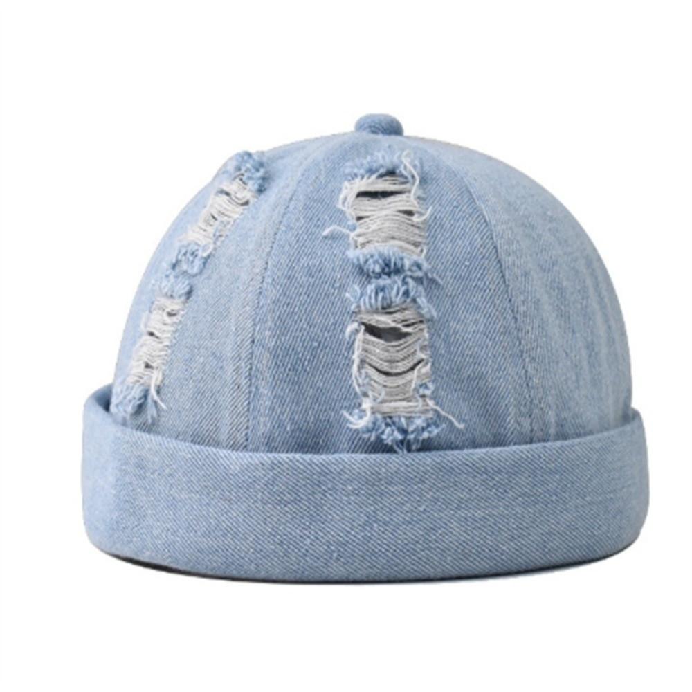 Dome Melon Docker Cap Denim Bucket Cap Fashion Brimless Hat  Outdoor