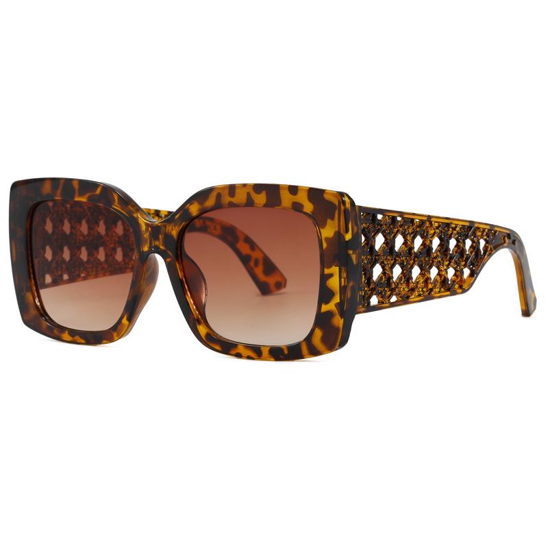 Women's Retro European American Square Sunglasses with Large Printed Frame