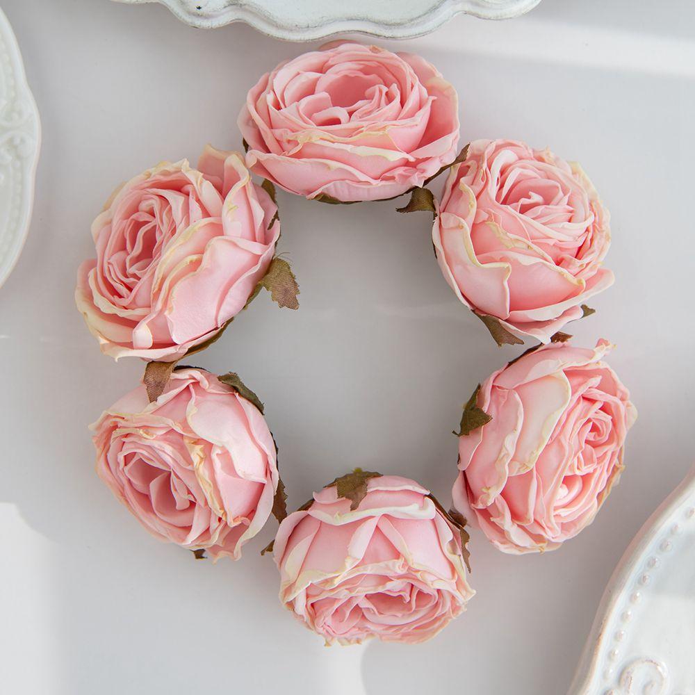 Sztuczny Kwiat Przypalane Krawędzie Róża Ślubny Bukiet Dekoracja Dom Ogród Zewnętrzny Festiwal Party Wieniec DIY Ins Prezent Scrapbook