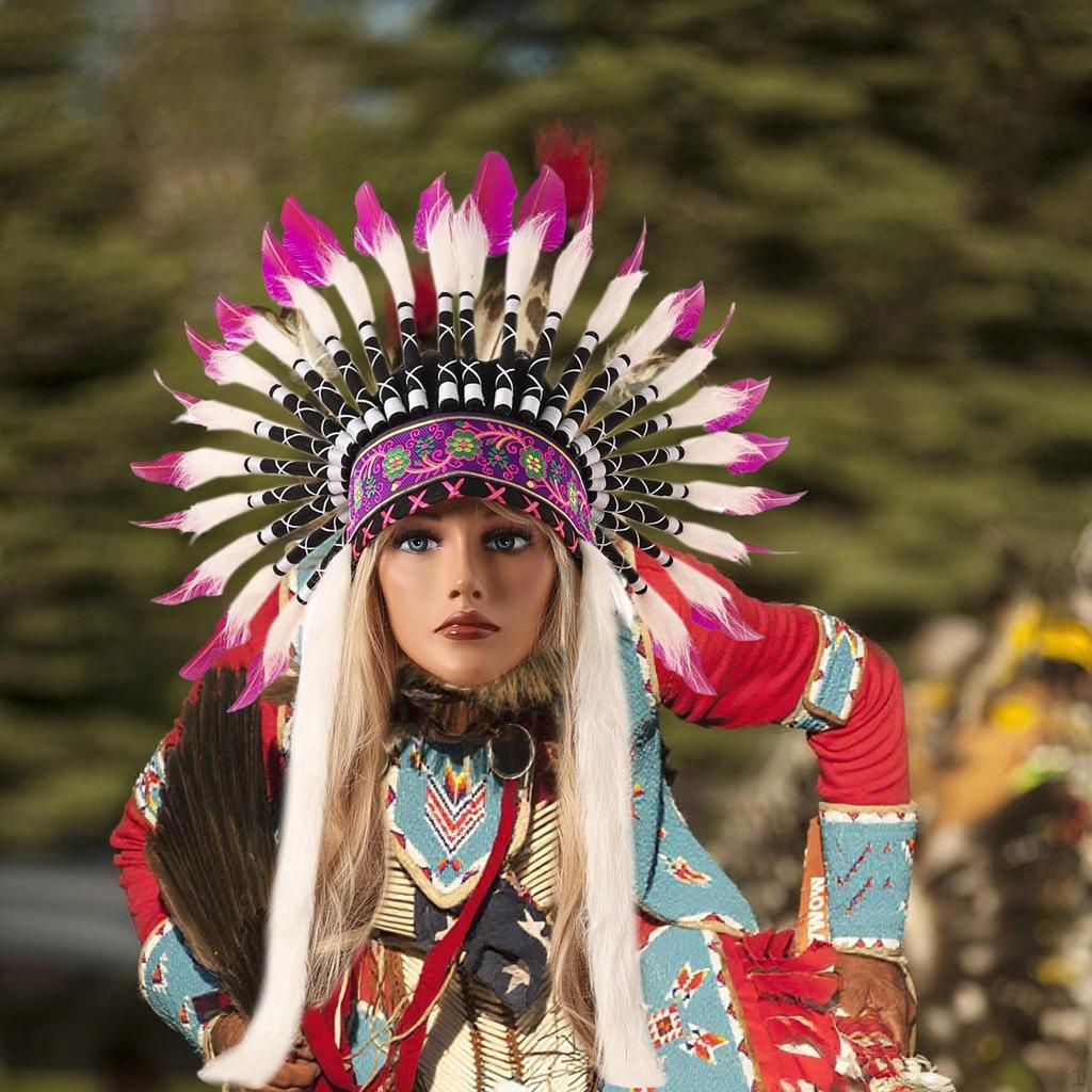 Artificial Feather Headdress ,Chief Costume Headpiece for Halloween Carnival