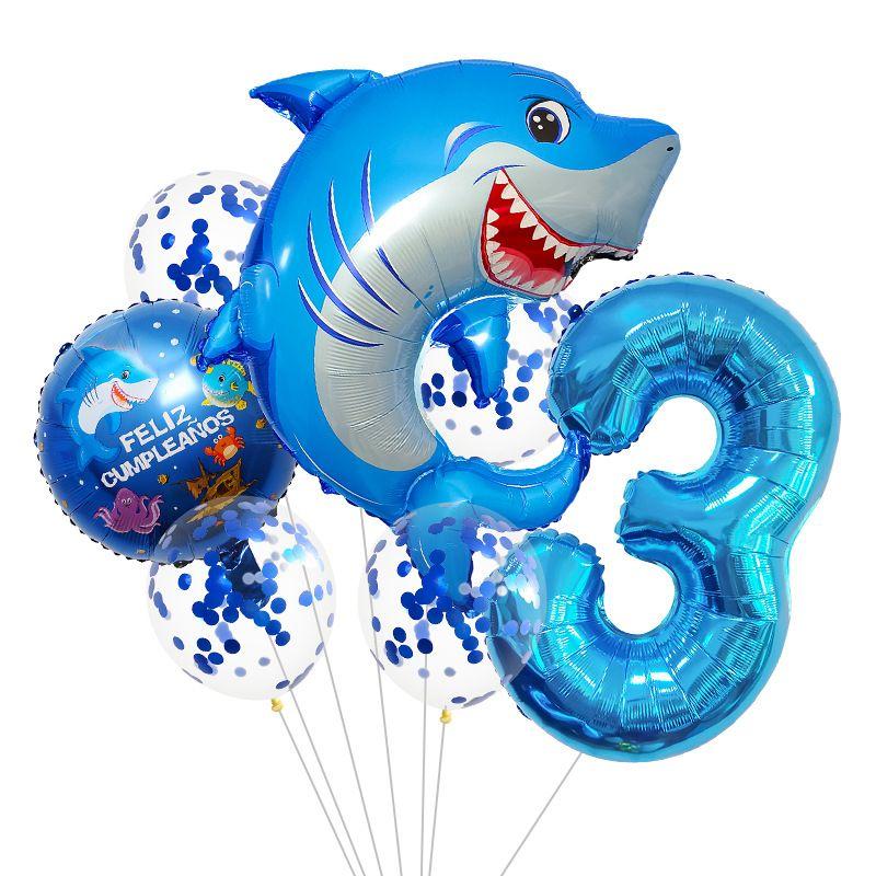 Ocean Theme Balloon Set Kids Birthday Number Balloon Decor