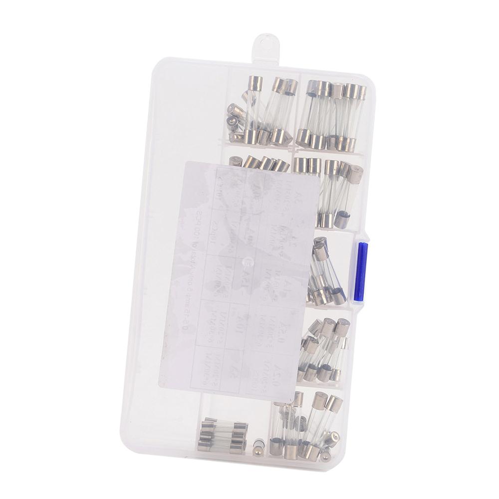 Total 100Pcs Fast-blow Car Glass Fuses Tube Assorted Kit 55Pcs 5x20mm 45Pcs 6*30mm Amp 0.2A 0.5A 1A 2A 3A 5A 10A 15A 20A 30A