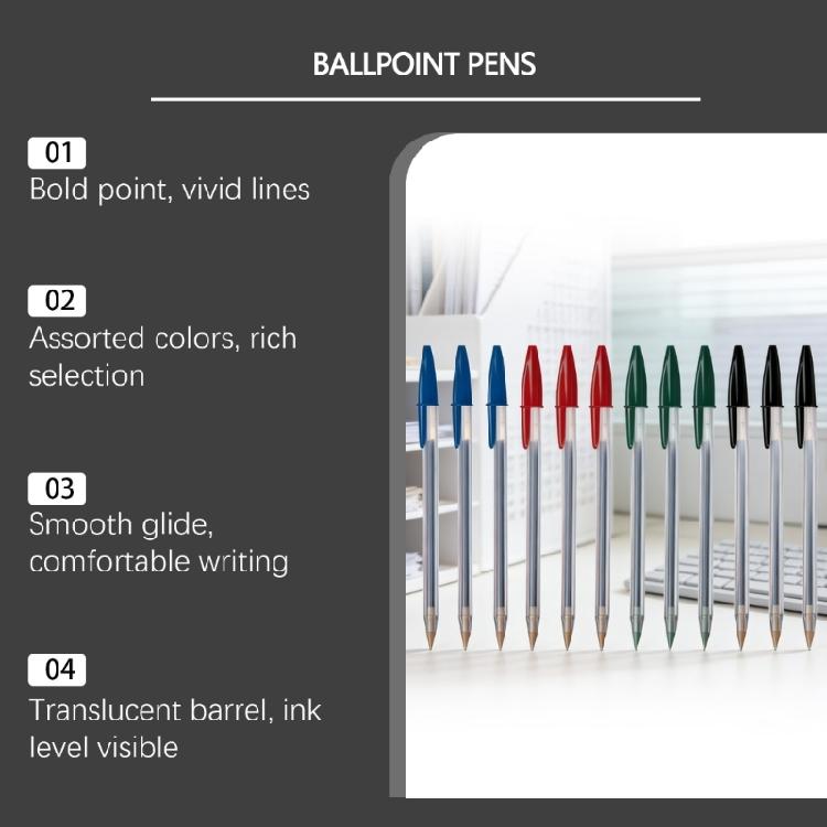 1.0mm Bold Point Ball Pen Ballpoint Pen Smooth Writing Multicolor Plastic Oil Pen for Office School Student Writing Gift