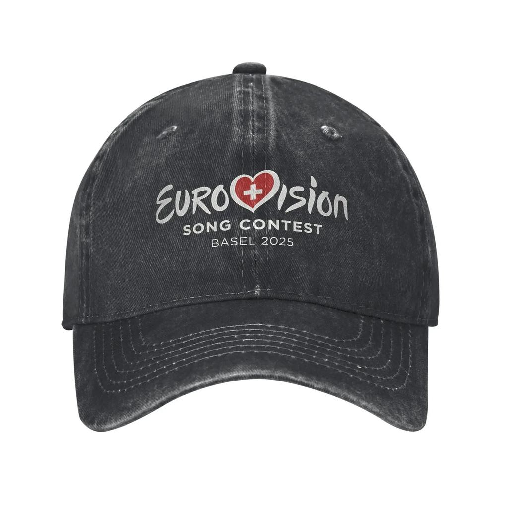 E-Eurovisions Song Contest 2025 Unisex Women Baseball Cap Switzerland Distressed Denim Washed Hats Retro Outdoor Adjustable Sun Cap