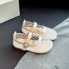 Girls Sandals Mesh Weave Soild Color Kids Princess Shoes Non-slip Soft Sole 2025 Summer New Children Flat Shoes Ins Trendy Sweet