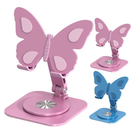 Butterfly Phone Stand with 360 & Adjustable Height Degree Rotation Desktop Holder for Smartphones Tablets Foldable