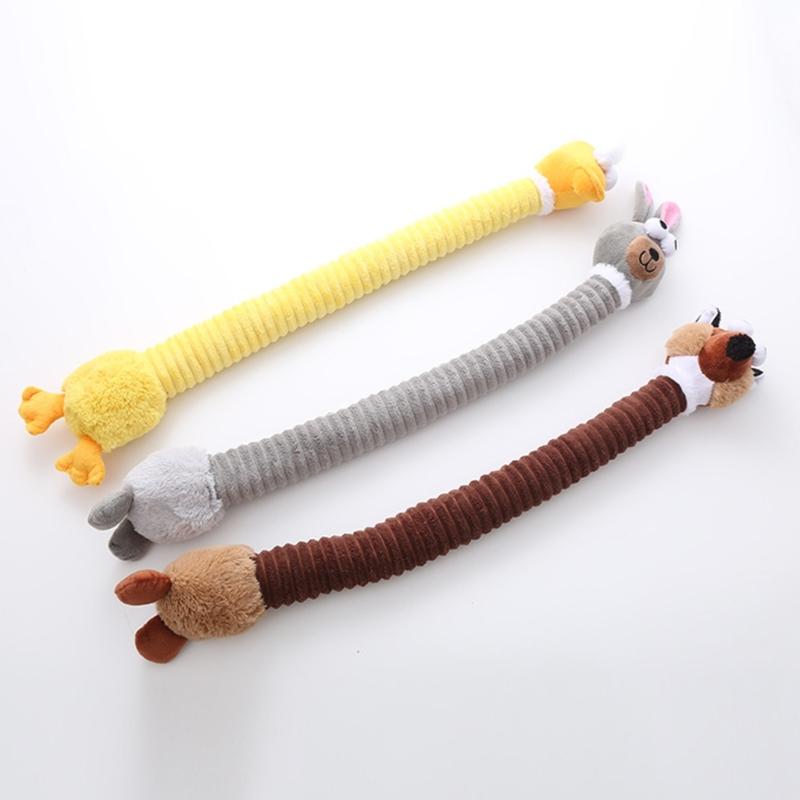 2pcs Plush Cartoon Animal Shape Toy for Chewing Teeth Cleaning Dogs Cloth Toy Training Squeaky Toy for Aggressive Chewer