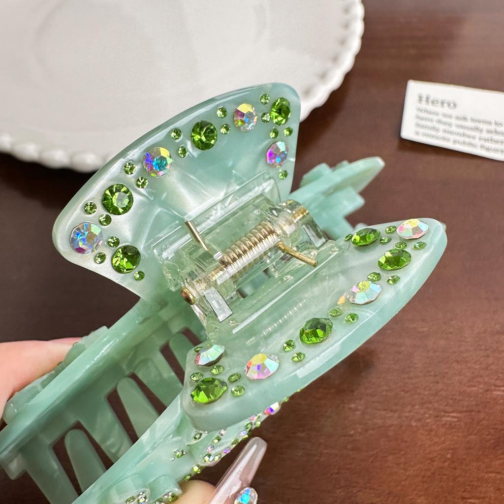 Stylish Korean Version Large Rhinestone Decorated Bowknot Hair Claw Clip For Women