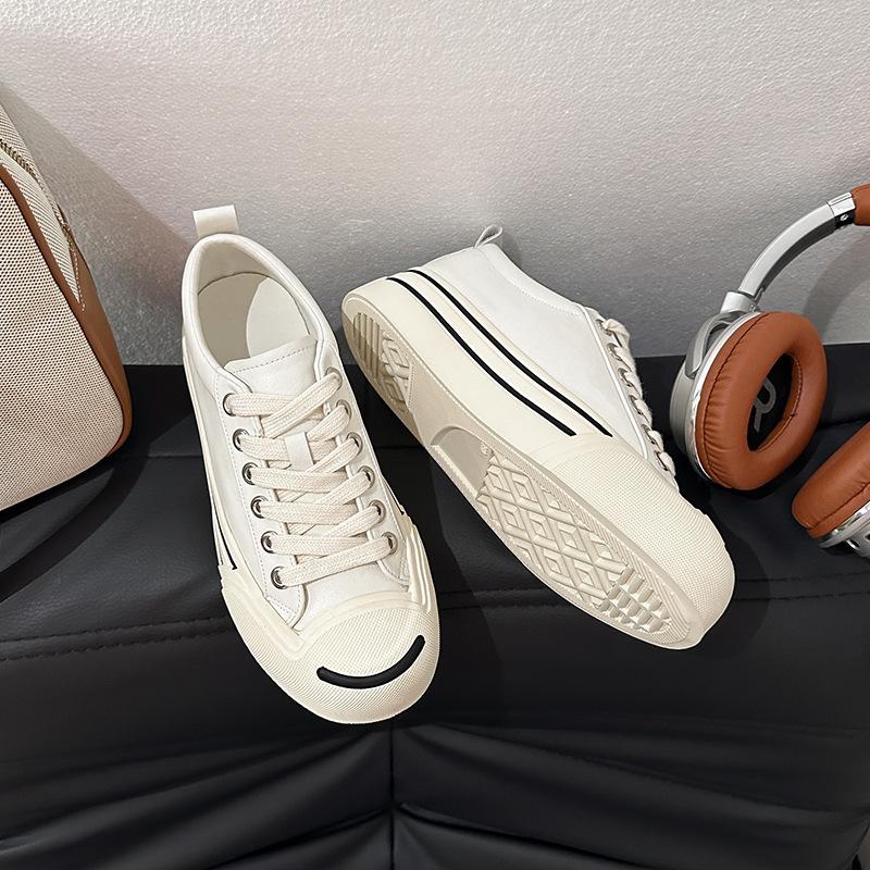 2025 new open smile inner height increase white shoes women's versatile platform casual shoes breathable college style sports women's shoes