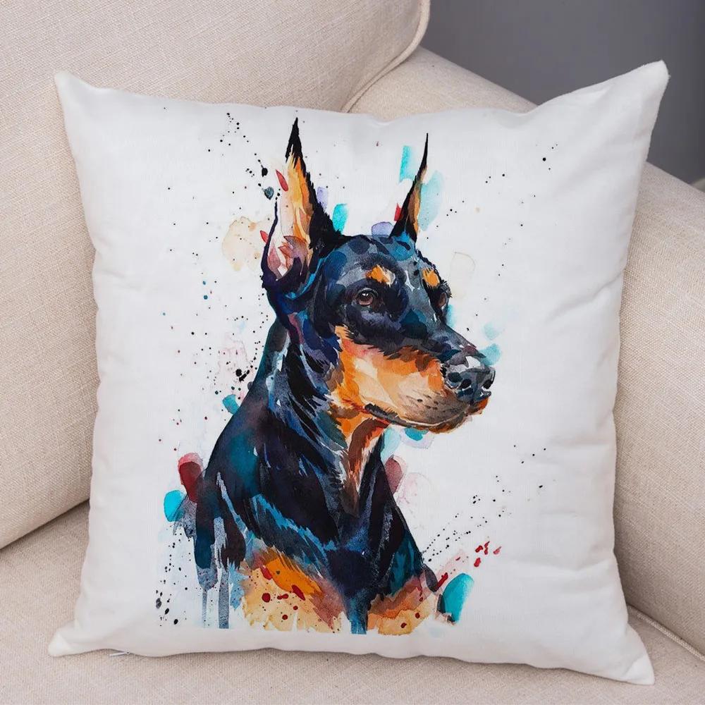 

50 Style Cute Watercolor Pet Dog Pillow Case Decor Cartoon Animal Pillowcase Soft Plush Cushion Cover for Car Sofa Home 45x45cm 12x12Inch