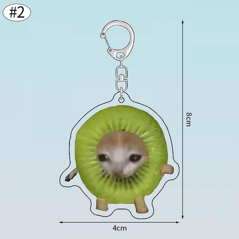 Banana Happy Cat Keychain Acrylic Funny Meme Keyring Backpack Hanging Pendant Mobile Phone Bag Charms Cute Keychain Accessories