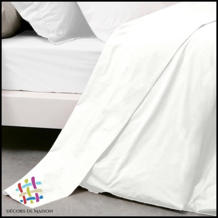 Plain Flat Sheet In Cotton - Home Decor - 180x290cm - 1 Person - Machine Washable - White