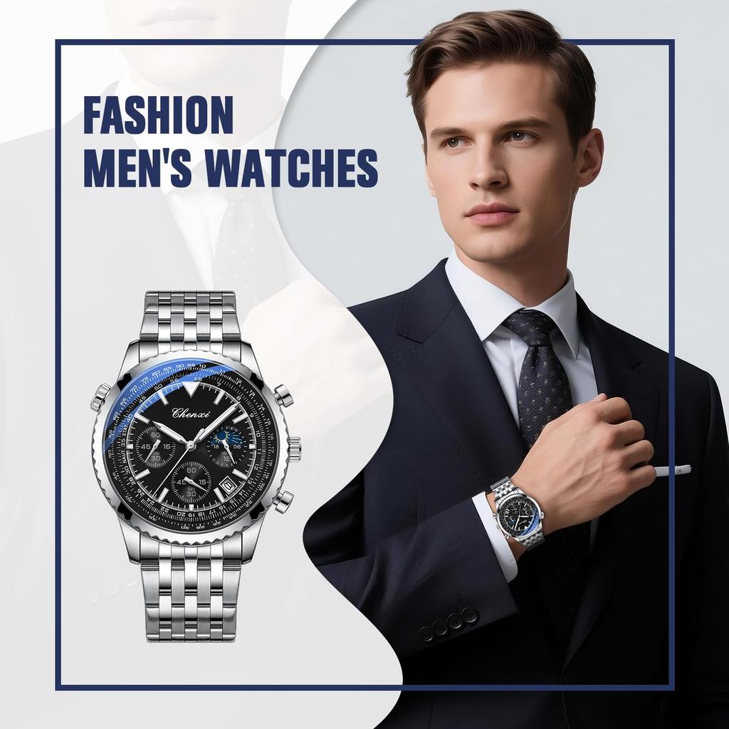 Watch Three-eye Nylon Strap Multifunctional Men's Luminous Calendar Analog Watch Stainless Steel Cool Handsome Outdoor Round Watch Gift Student