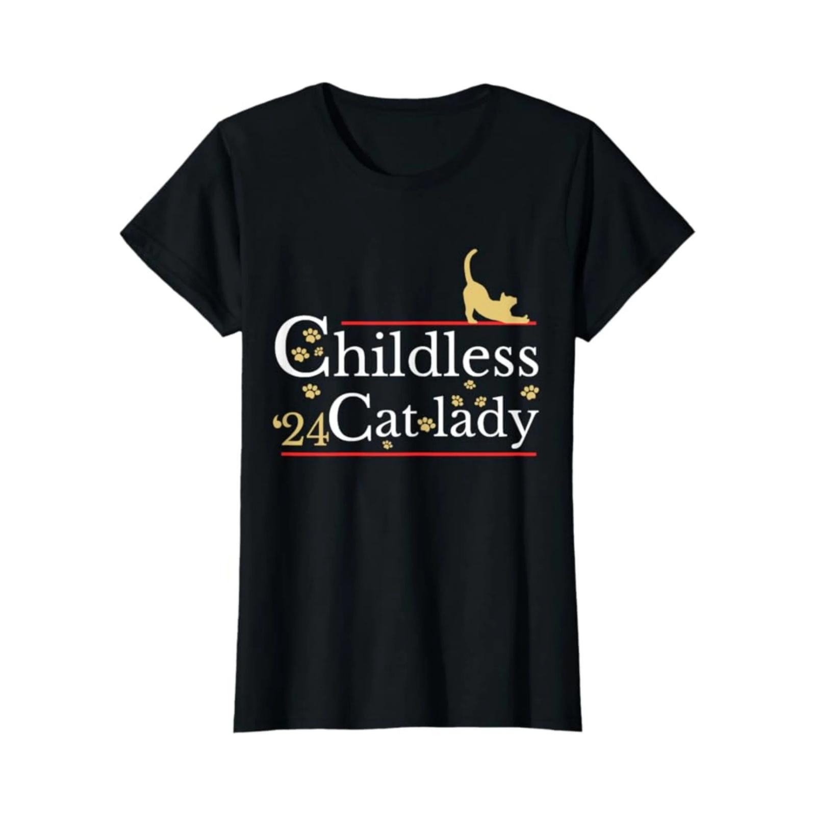 

2024 Childless Cat Lady T-Shirt Gift For Women s Crew Neck High Quality Fashion New Nice Trend 100% Cotton T-Shirt 01232 XXXXXL різнокольоровий