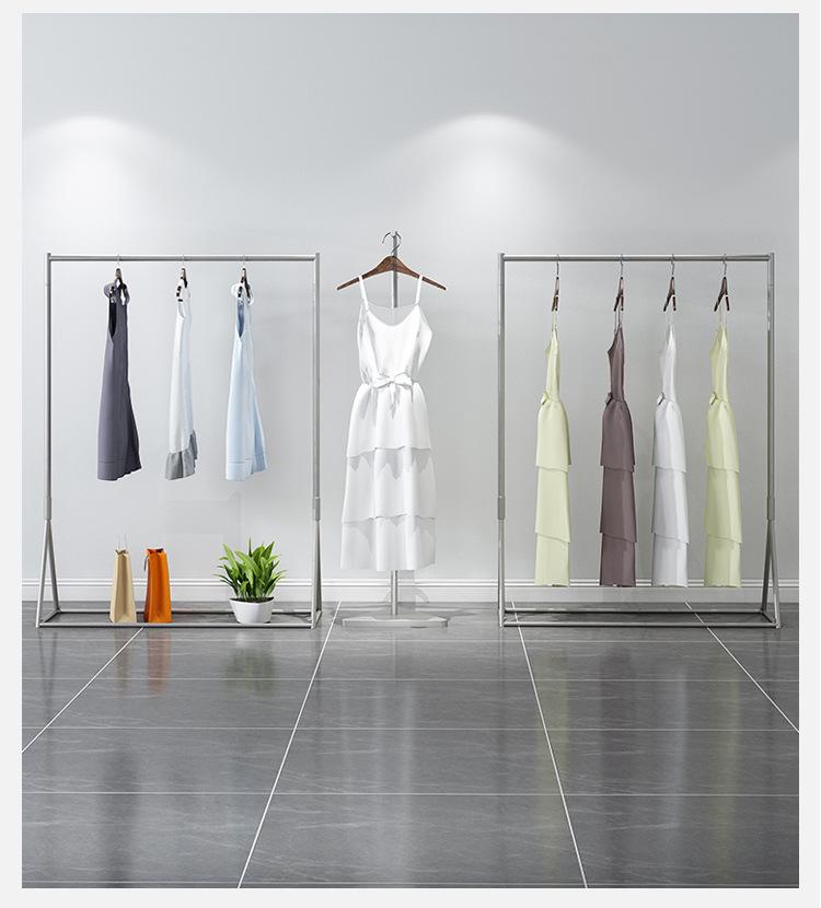 Gold Floor-Standing Hanging Rack for Women's Clothing Store Display
