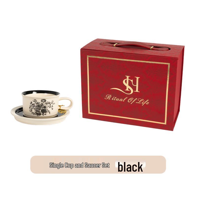 Elegant Retro Ceramic Coffee Cup and Saucer Set - Ideal Gift for Afternoon Tea
