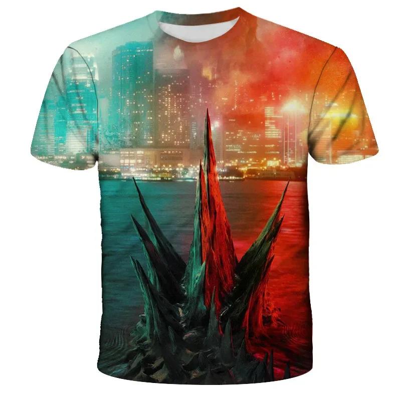 Godzilla T-shirt 3D Printing Anime Harajuku T-shirt Cartoon  Short-sleeved Summer