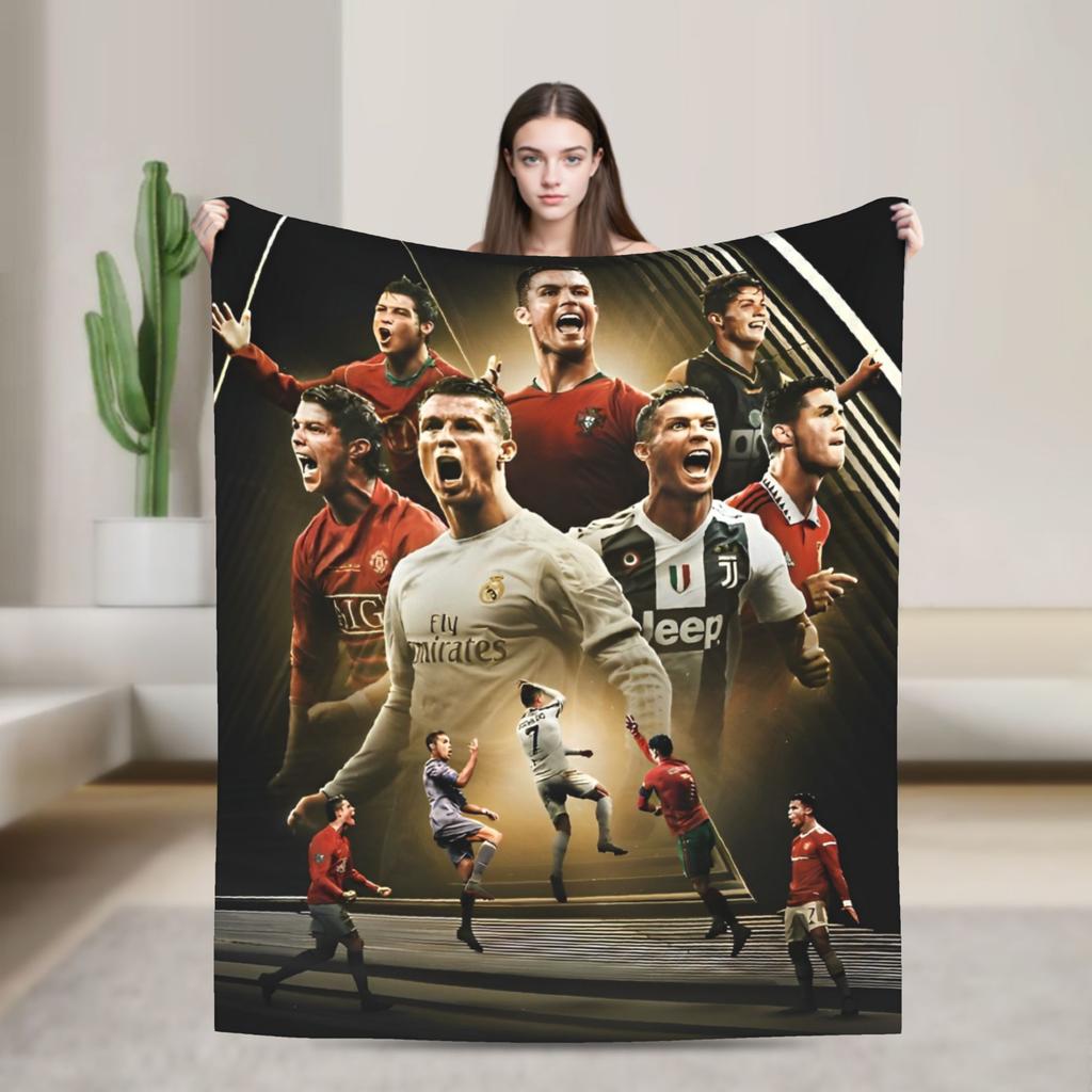 Football CR7 Blankets Coral Fleece Plush Ronaldos Ultra-Soft Throw Blanket for Outdoor Travel Bedspread