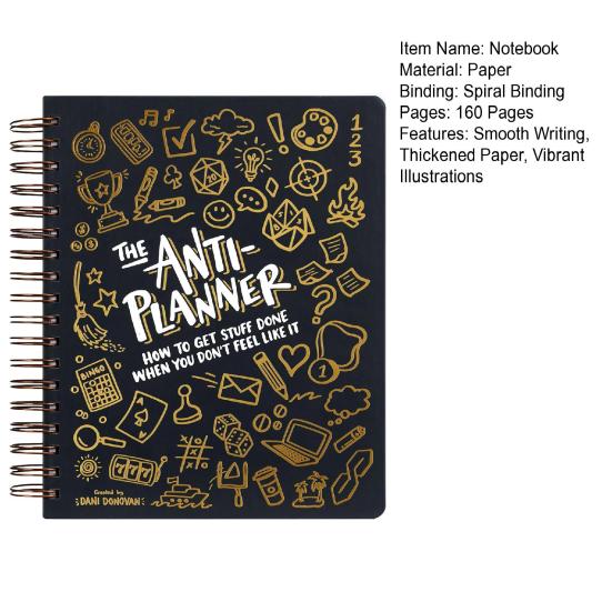 Daily Planner 160 Pages Smooth Writing Thickened Paper Notebook Lively Illustrations Productivity Planner