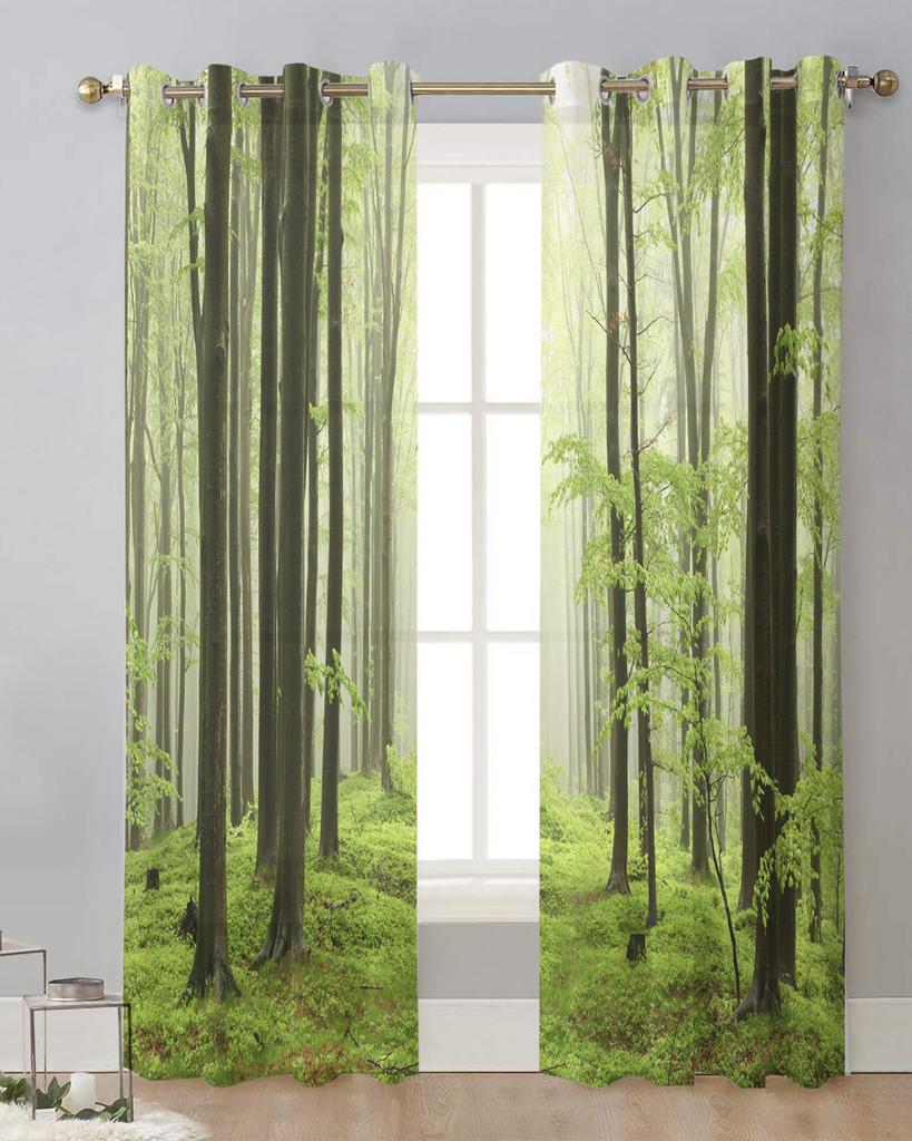 Bergwald Transparente Vorhänge zur Wohnzimmerdekoration Fenstervorhänge für die Küche Tüll Voile Organza Vorhänge