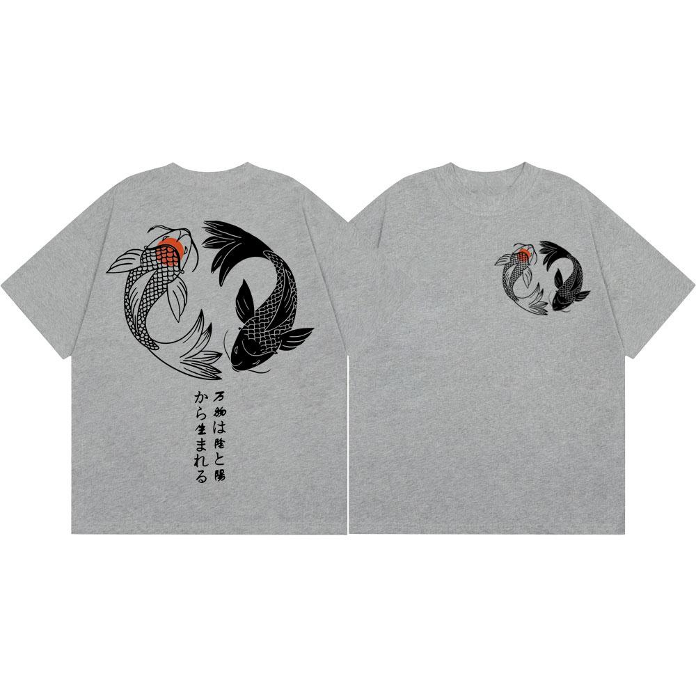 Japanese Koi Fish Graphic T Shirts Unisex Unisex Fashion Vintage Short Sleeve Tshirts Summer Casual Loose Cotton Tshirt Streetwear
