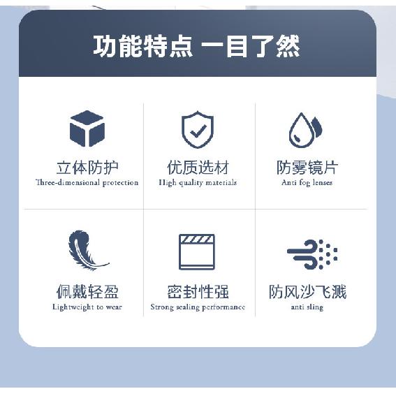 Winter cycling goggles, anti-fog, windproof, sandproof, pollenproof, dropletproof, fully enclosed, anti-blue light protective eyewear for men and