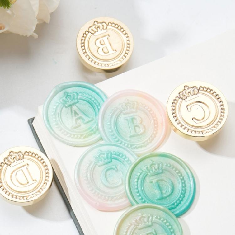 Brass Head Seal Stamp Crown Letters Sealing Wax Stamp for Letter Invitations Decoration English Letters Wax Seal Stamp