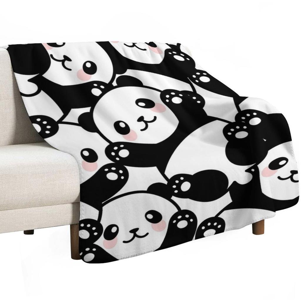 Cute Cartoon Panda Pile Throw Blanket Ultra Soft Flannel Fleece Blanket for All Seasons