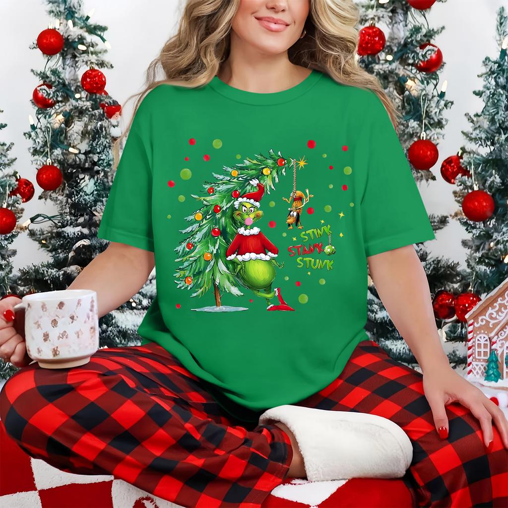 Women's Casual Printed T-Shirt Round Neck Pullover Short Sleeve Top