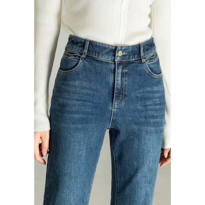 Mengshuya Women's High-Waist Slim Flared Jeans