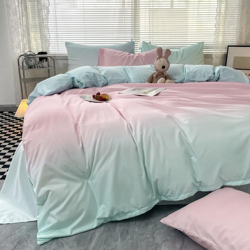 Latest Style Bedding Set Four-piece Gradient Color Bedding Sheet Pillowcase Duvet Cover Set Full Queen King Size