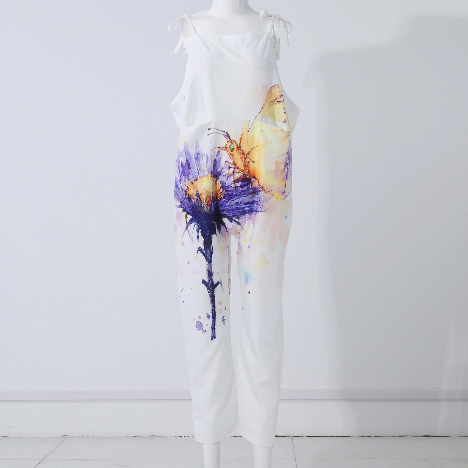 

Женский модный летний милый свободный повседневный комбинезон с принтом в стиле ретро и ремешками XXXL жёлтый