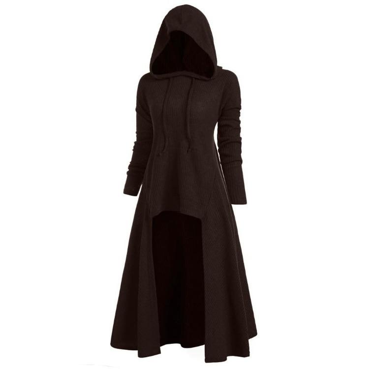 Top a mantella in maglia con cappuccio Retro Manica lunga Taglie forti Moda Abbigliamento Donna