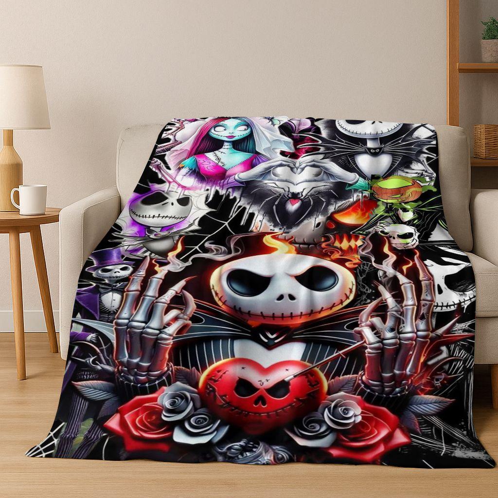 2026 New The Nightmare Before Christmas Jack Cartoon Flannel Blanket,Warm and Cozy Soft Throw Blanket for Home Bedroom Bed Sofa