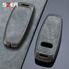 Legierung Leder Auto Fernbedienung Schlüsselhülle Abdeckung Schale Fob für A3 A4 B9 A6 A7 4K A8 E-tron Q5 Q8 C8 D5 SQ8 Schlüssel Schutztasche