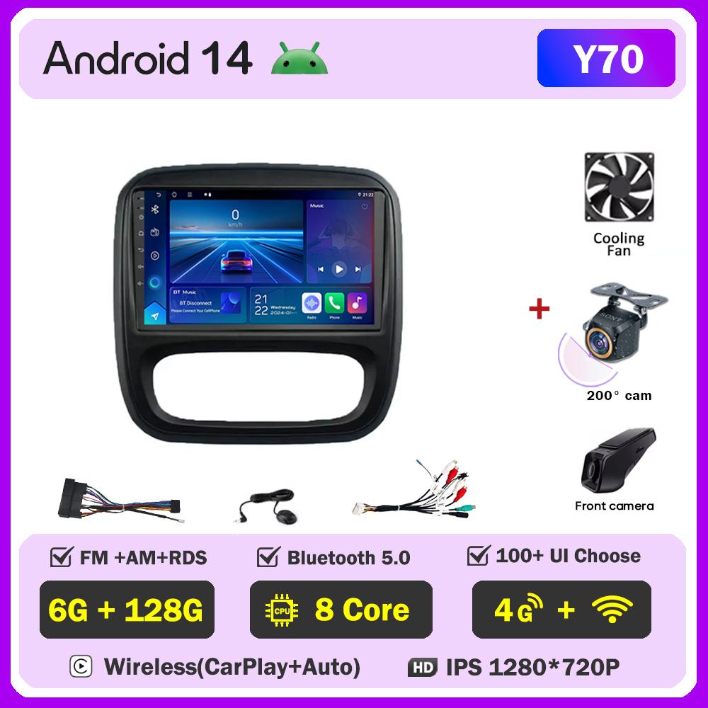 Android 14 Smart Car Systems For Renault Traffic 3 2014 - 2021 For Opel Vivaro B 2014 - 2018 Car Radio Player Stereo Head Unit