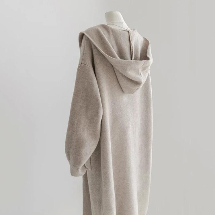 

Winter Oversized Hooded Cardigan Coat for Women Thickened Long Sleeve Loose Top Solid Color S белый