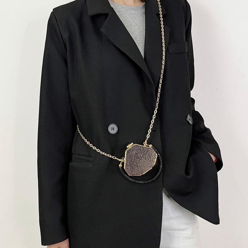 Acrylic Mini Heart Shaped Shoulder Bag With Chain And Diamond Embellishments For Casual Travel