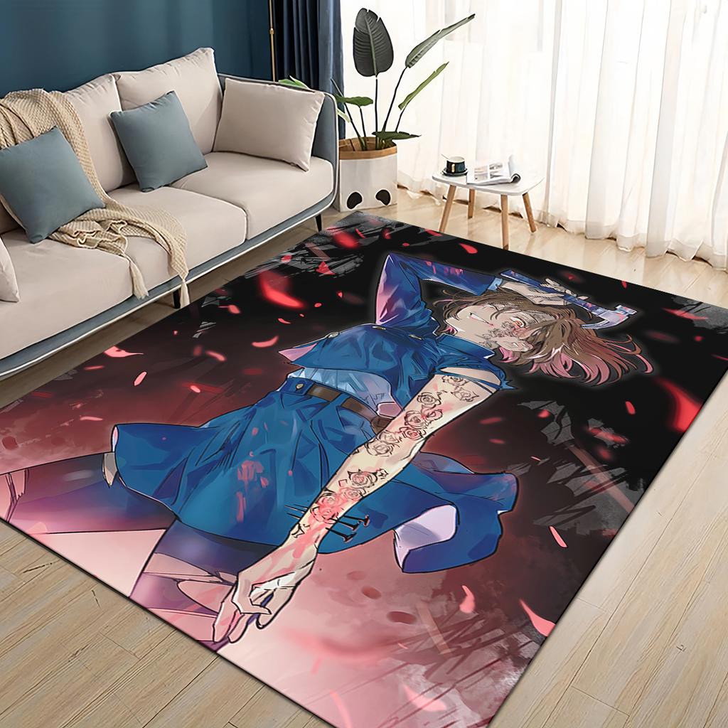 3D Cartoon Jujutsu Kaisen Anime Itadori Yuj Teppich für Wohnzimmer Schlafzimmer Zuhause Sofa Dekoration, Kinder Spiel Rutschfeste Bodenmatte